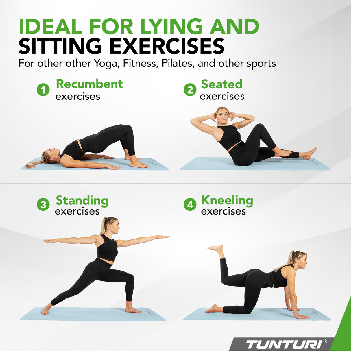 Yogamatta Tunturi Yogamat 8mm, ljusblå