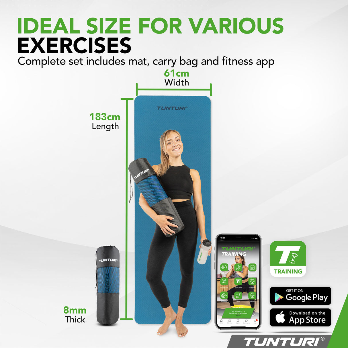 Yogamatta Tunturi Yogamat 8mm, Petrol Blue