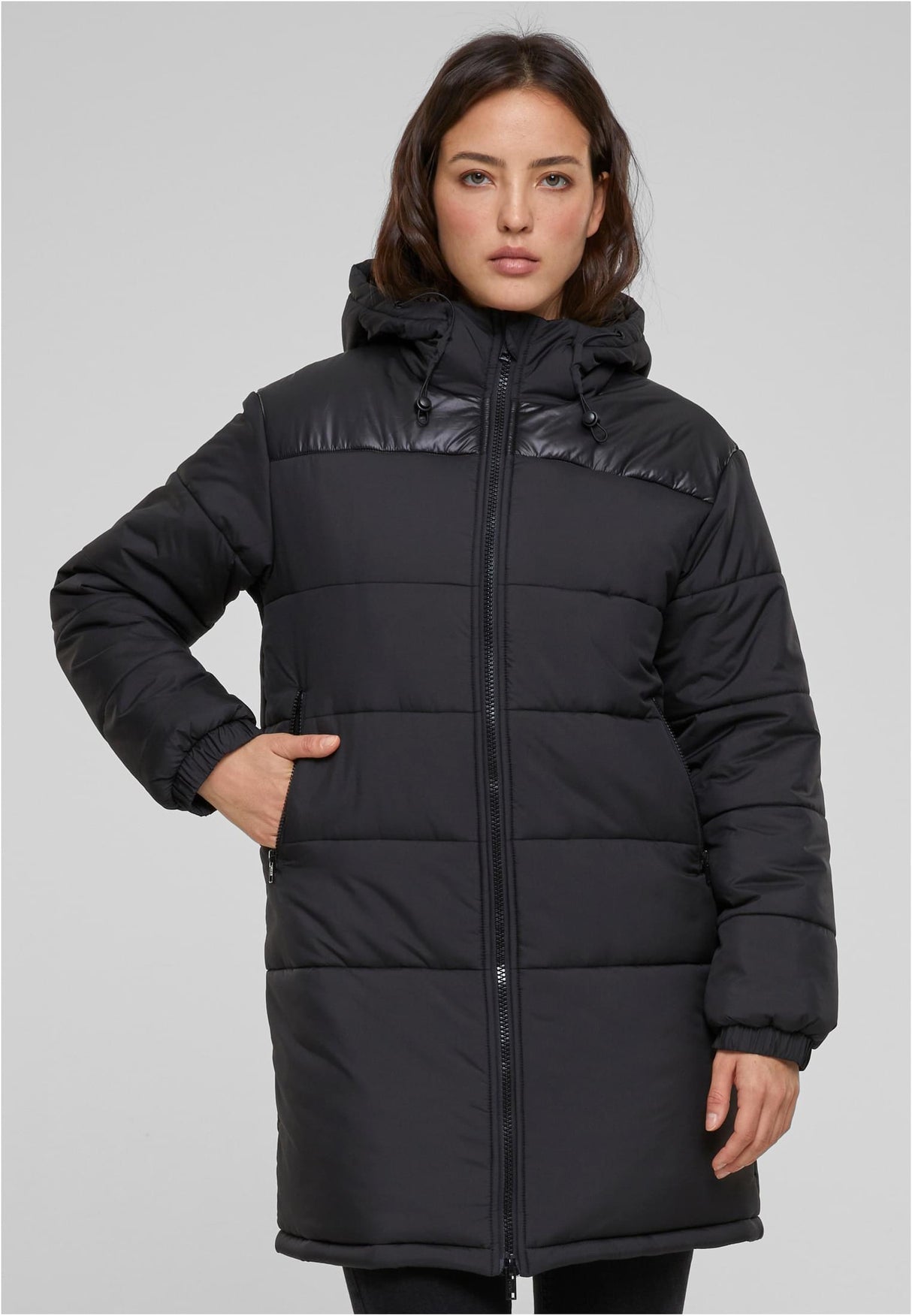 UC Hooded Mixed Puffer Coat