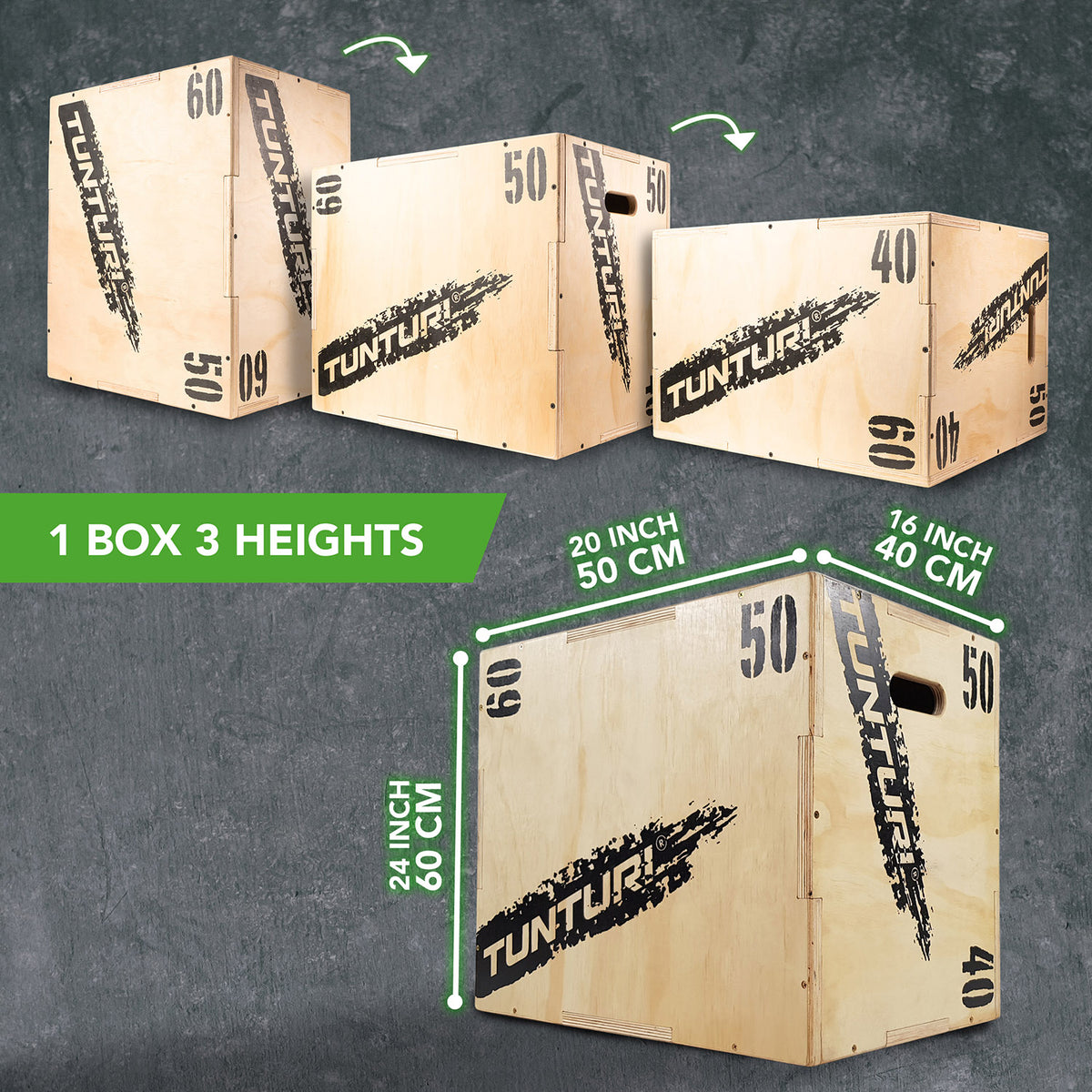 Träningsbox TUNTURI Plyo Box Wood 40/50/60cm