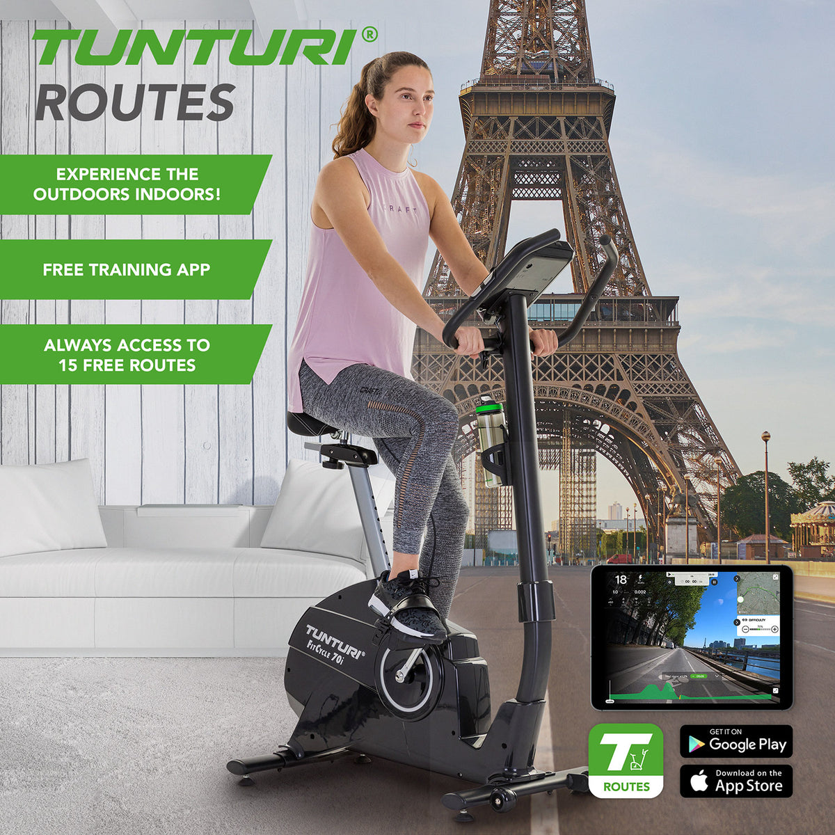 Motionscykel TUNTURI FitCycle 70i + Tunturi-app