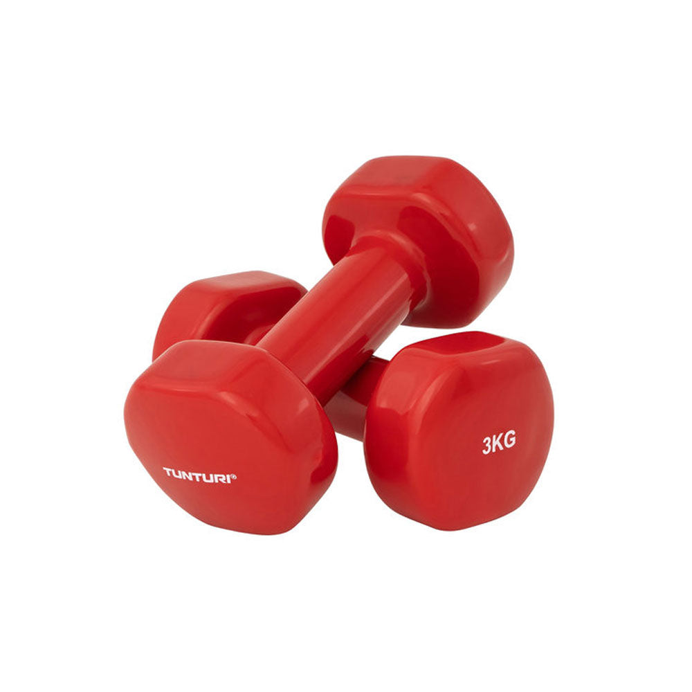 Hantlar TUNTURI Vinyl Dumbbells 3.0kg, red