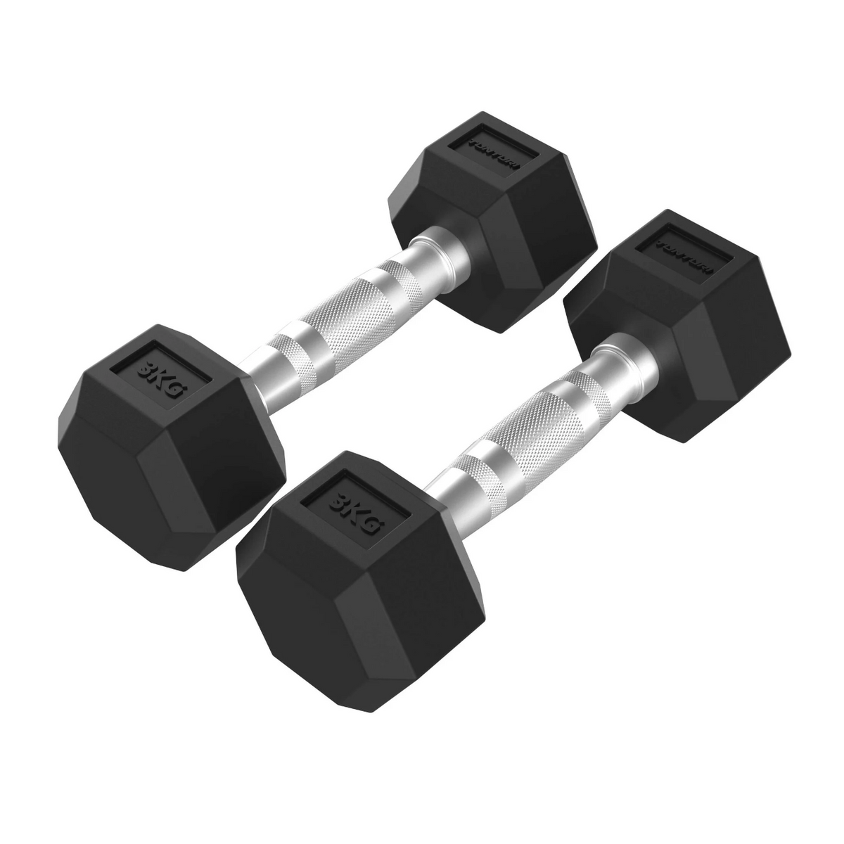 Hantlar TUNTURI Platinum Hex Rubber Dumbbell, 2x 2kg