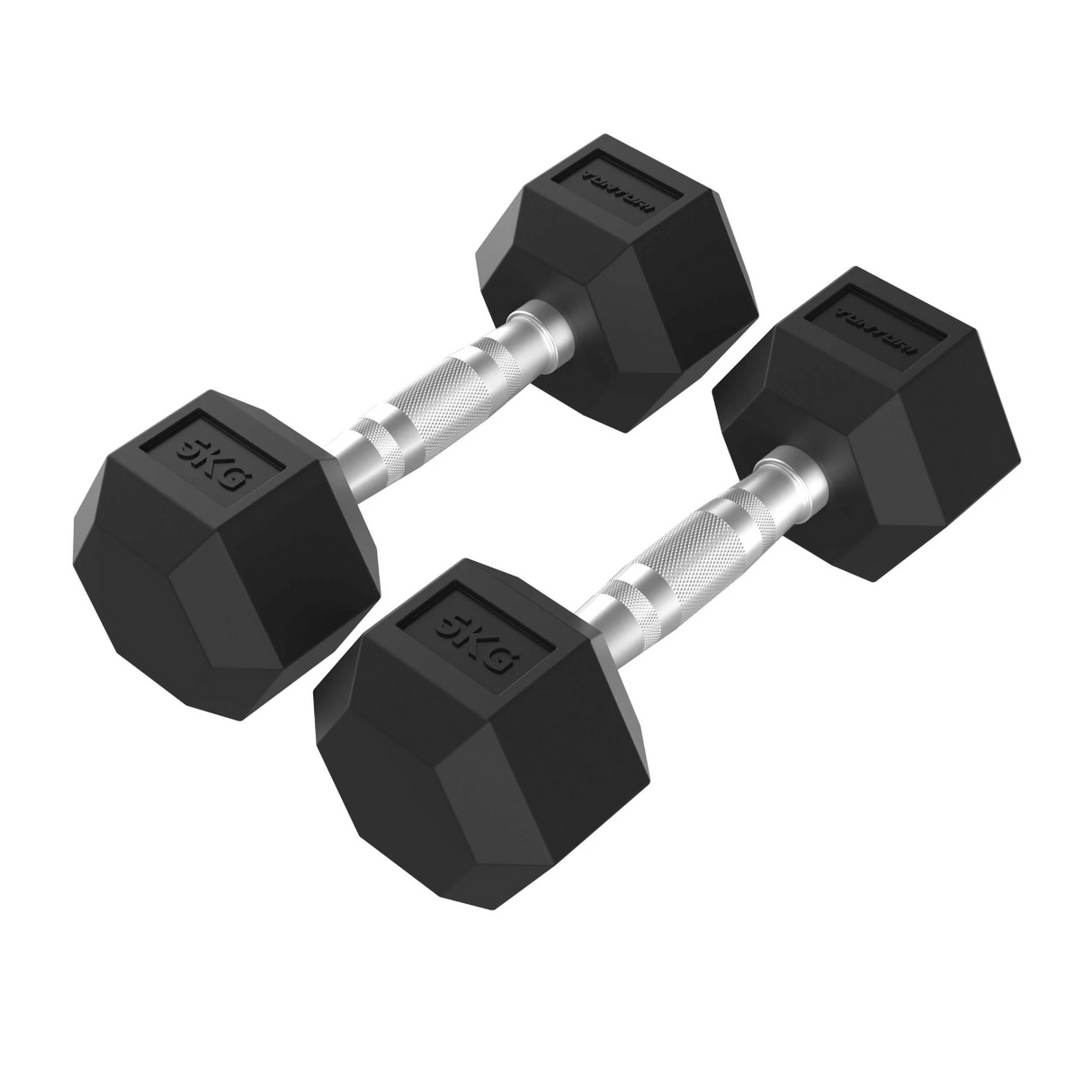 Hantlar TUNTURI Platinum Hex Rubber Dumbbell, 2x 5kg