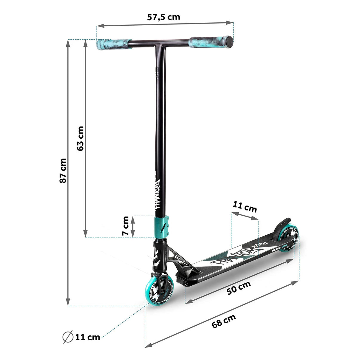 Stuntsparkcykel SOKE XTR, svart-turkos