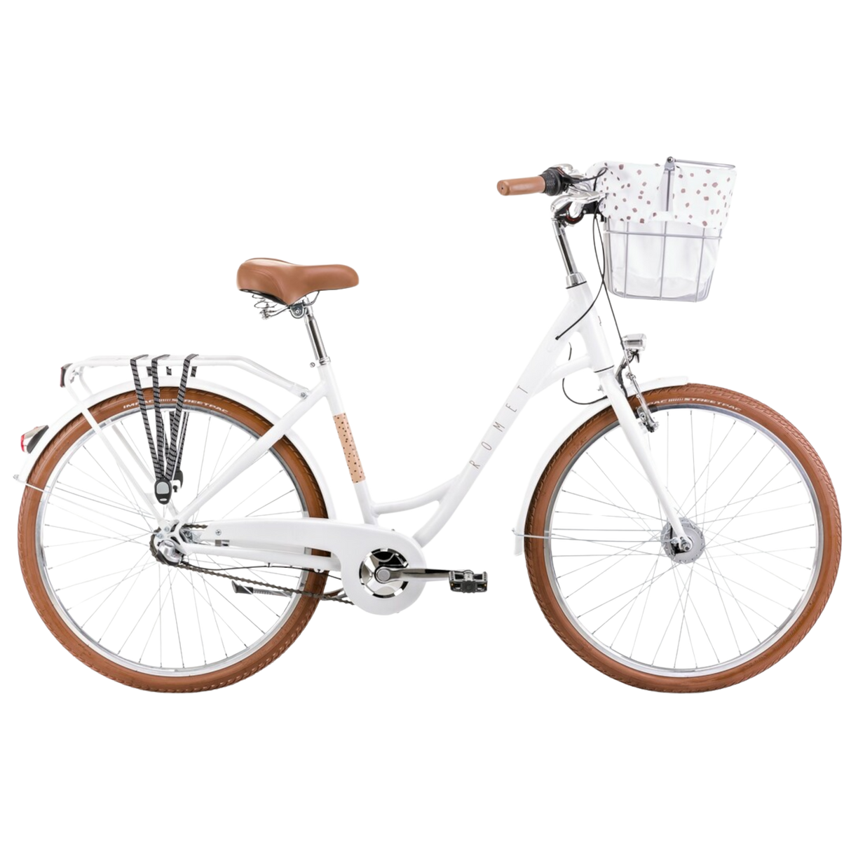 Cykel ROMET Pop Art Classic 26, vit + främre korg