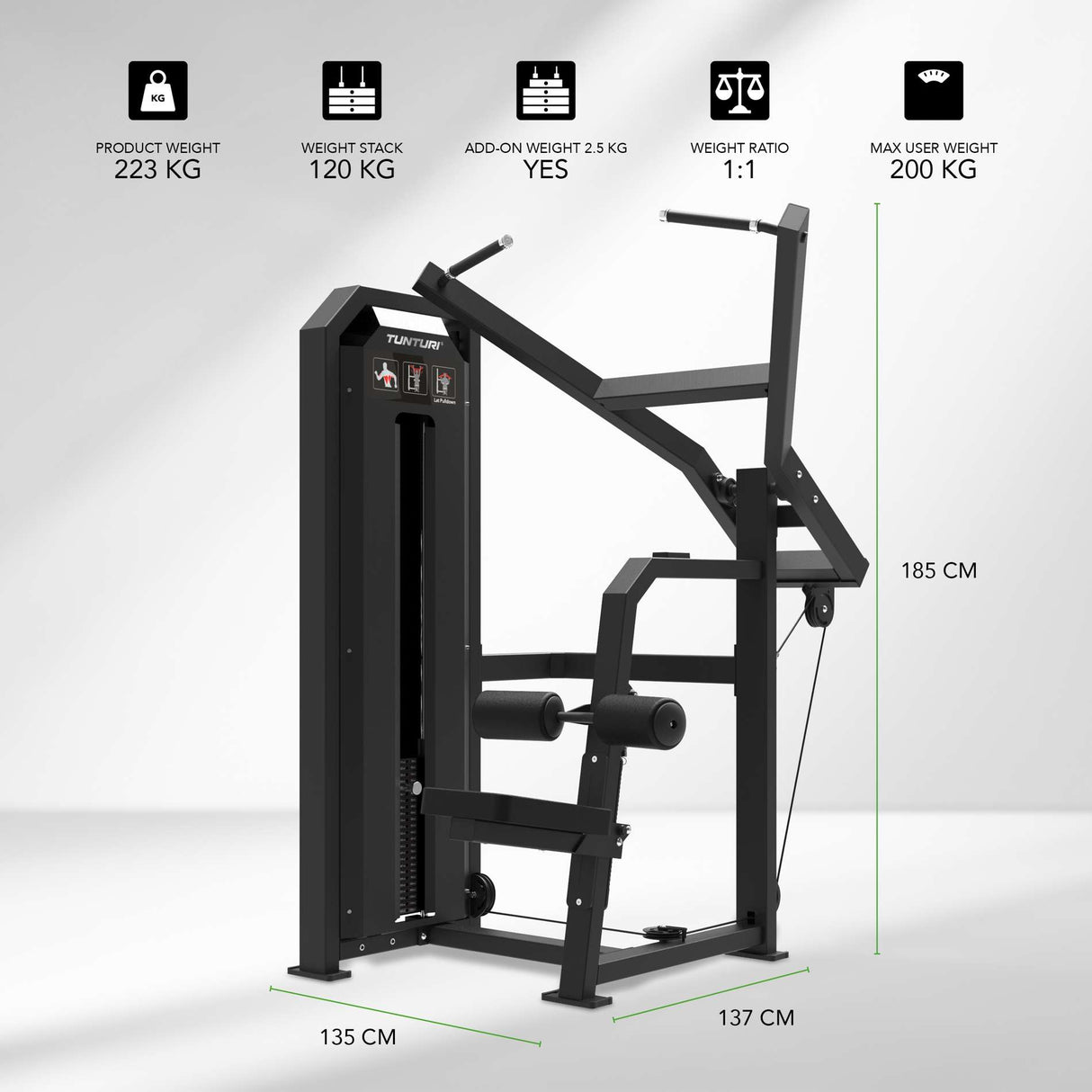 TUNTURI Platinum - Lat Pulldown - Selectorized - V-Series