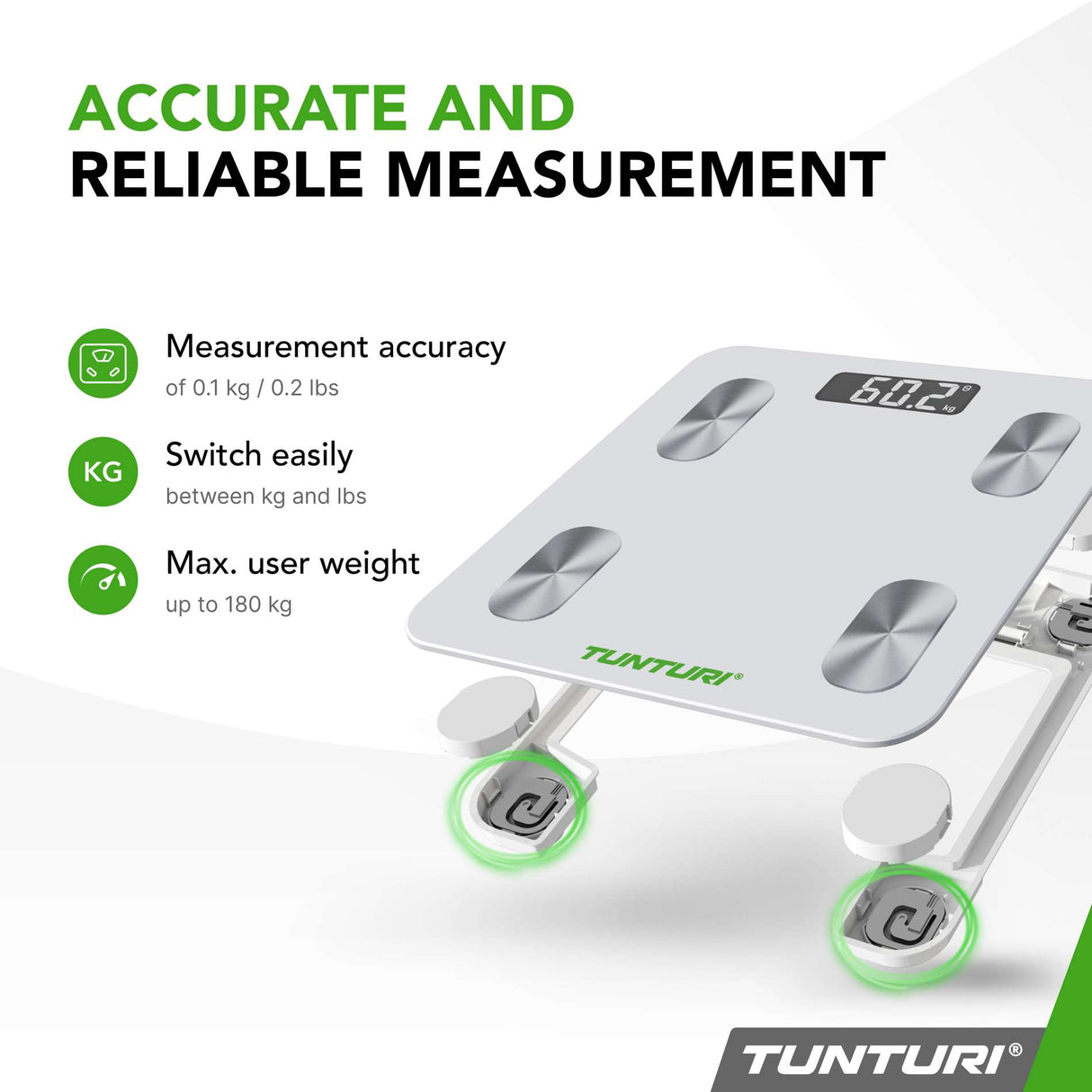 Våg TUNTURI SC30 Smart Scale med app, vit