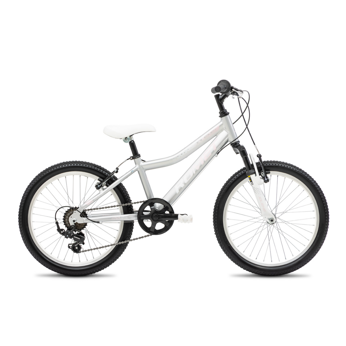 Grå och rosa ROMET Jolene 20 KID 2 barncykel i sidovy