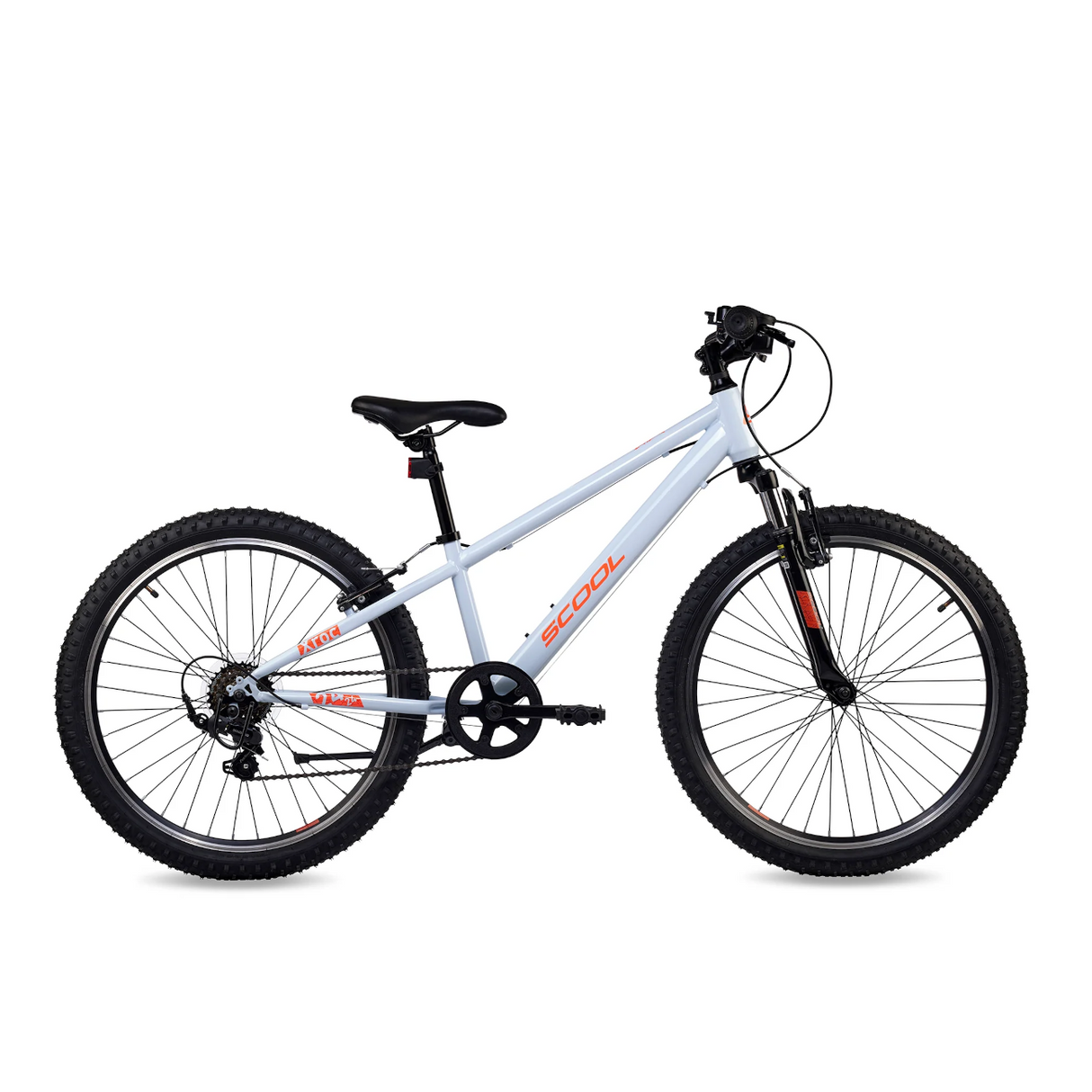 Barncykel S'COOL Xroc, 24" Sky Grey/Neon Orange