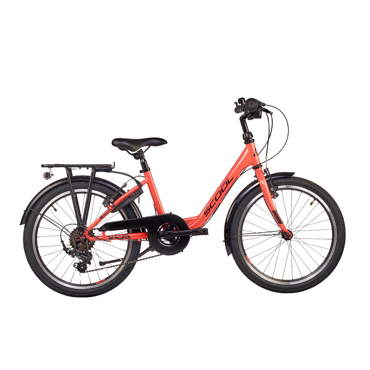 Barncykel S'COOL chiX, 20" Coral/Mörkröd