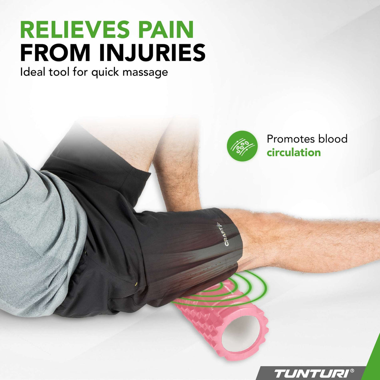 Massage roller TUNTURI Yoga Grid Foam Roller, 33cm, Rose Gold