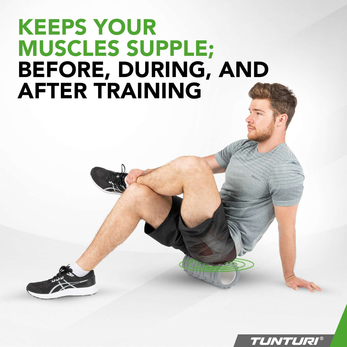 Massage roller TUNTURI Yoga Grid Foam Roller, 33cm, Grå