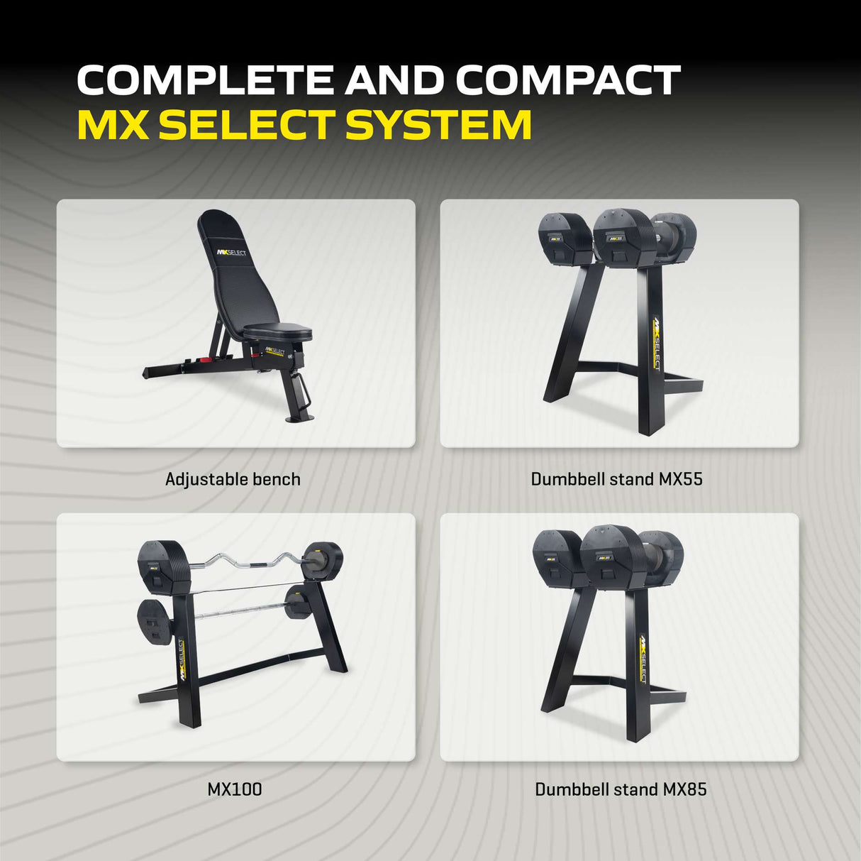 Justerbar hantel TUNTURI MX Select MX85 Hantel 5,6-38,6 kg, räfflad