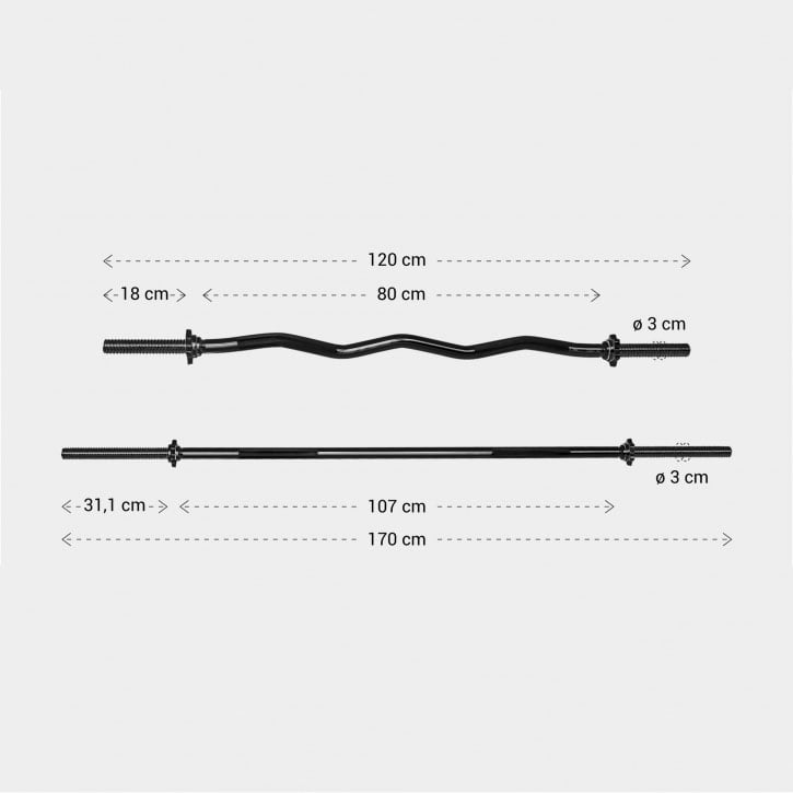 Skivstångsset Black Stjärnlås 30mm