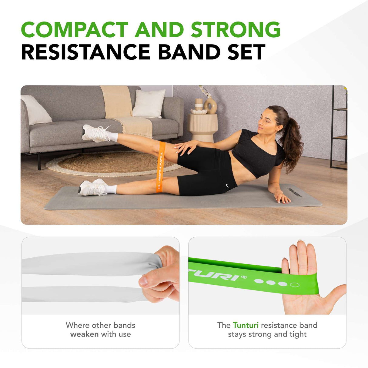 TUNTURI Mini Resistance Band Set, 4 st