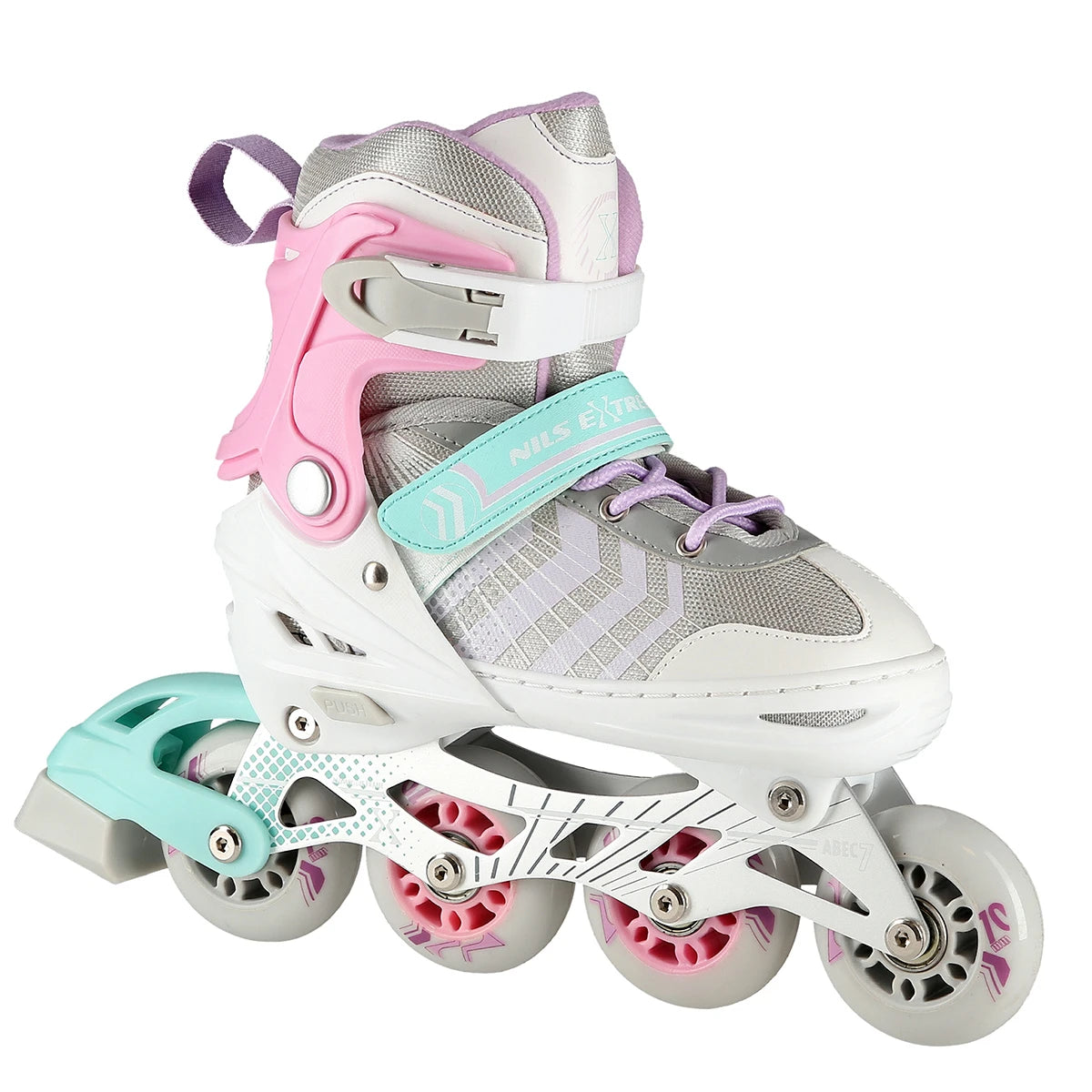 4in1 (rull)uisud NILS EXTREME NH18192, In-line Skates/Hockey Ice Skates, S (29-33), Pink/Mint/White