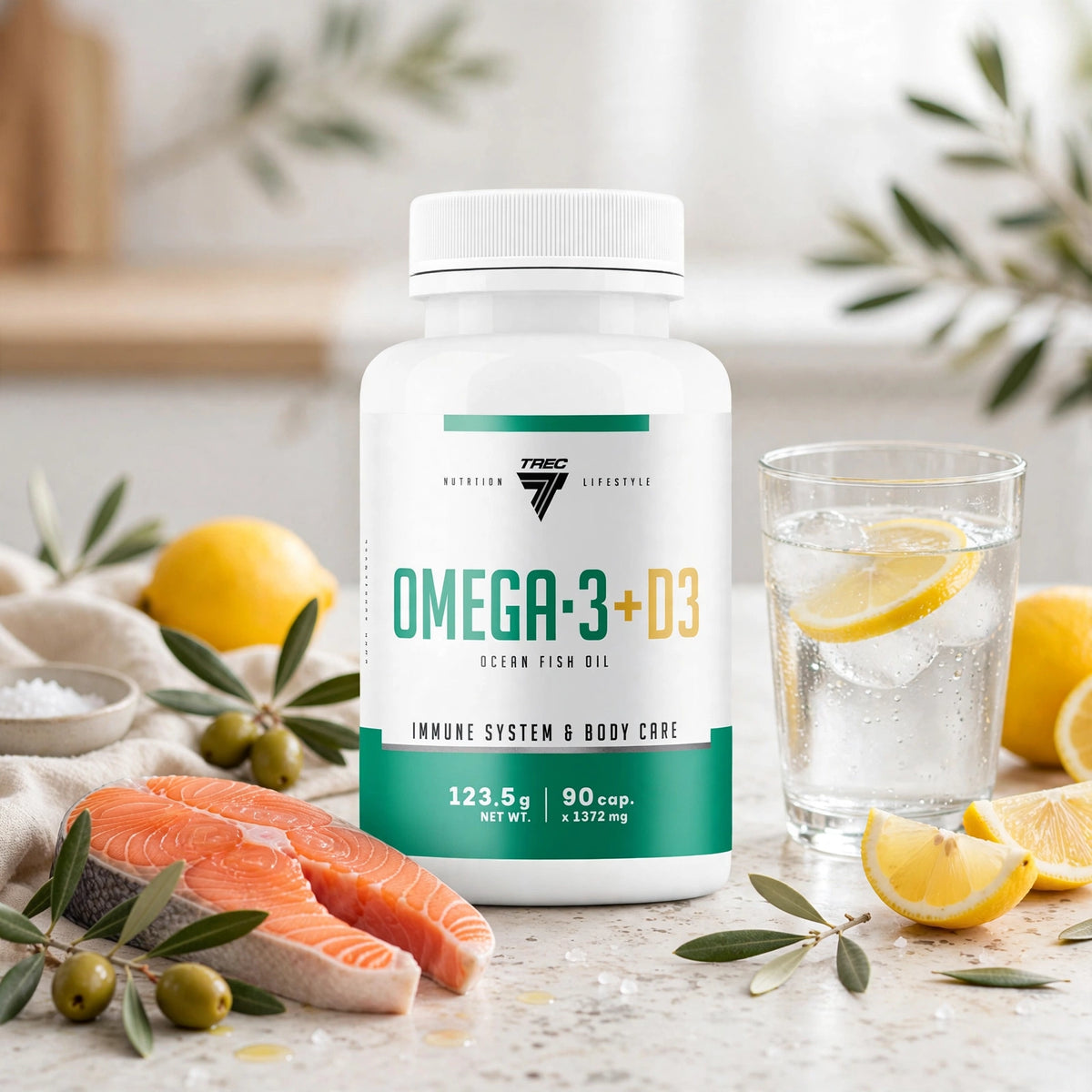 Fettsyror med tillsats TREC OMEGA 3 + D3 90 kapslar