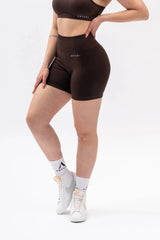 A BLISS Scrunch Shorts - Dark Brown - workoutbrands.com