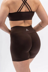 A BLISS Scrunch Shorts - Dark Brown - workoutbrands.com