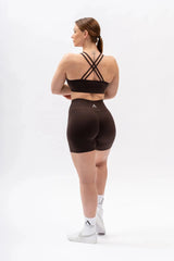 A BLISS Scrunch Shorts - Dark Brown - workoutbrands.com