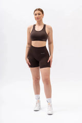 A BLISS Scrunch Shorts - Dark Brown - workoutbrands.com
