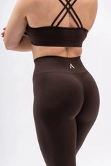 A BLISS Scrunch Tights - Dark Brown - workoutbrands.com
