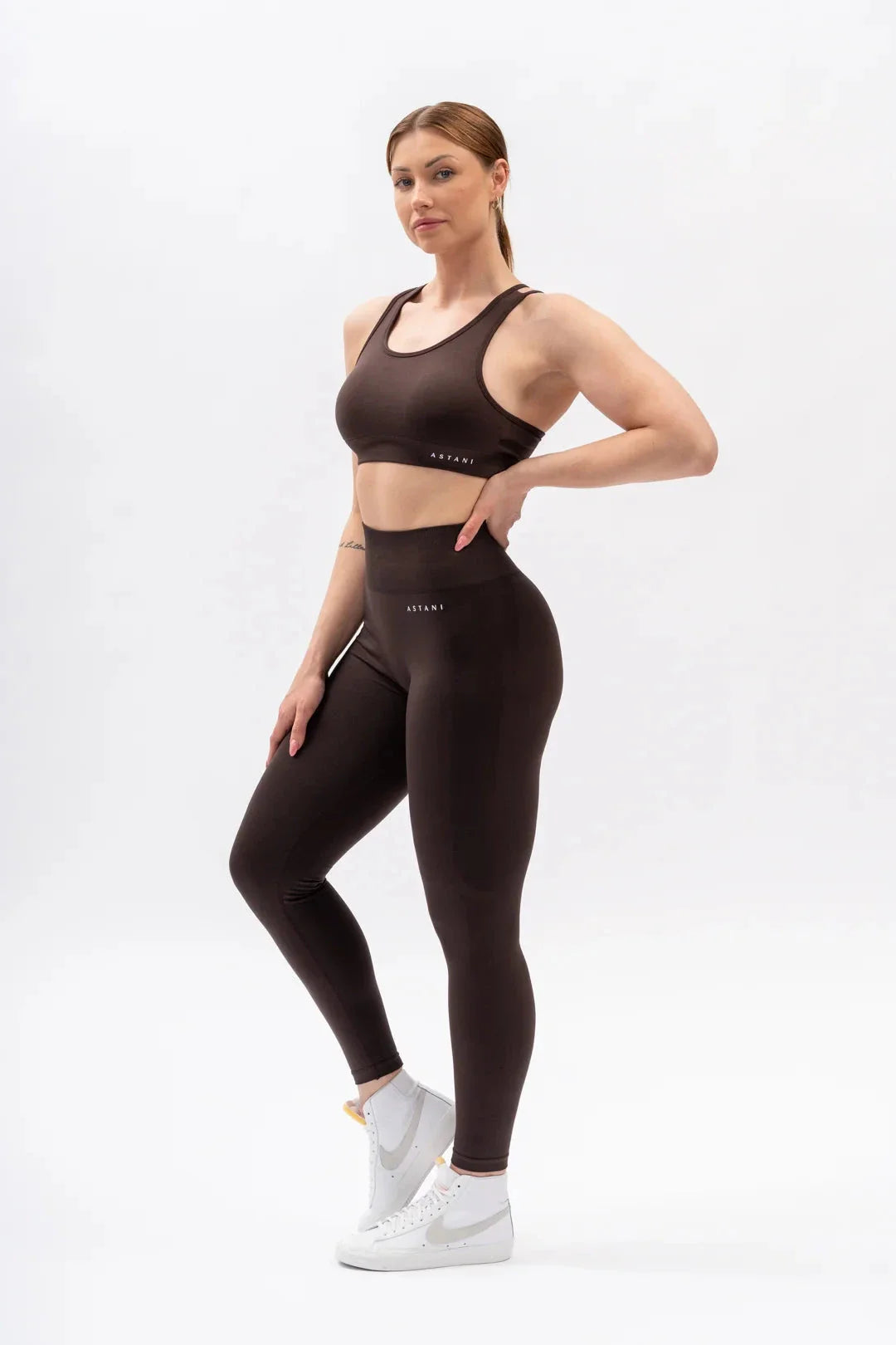 A BLISS Scrunch Tights - Dark Brown - workoutbrands.com