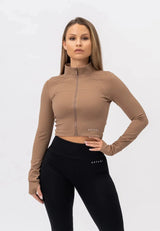 A CHIC Cropped Jacket - Brown - workoutbrands.com