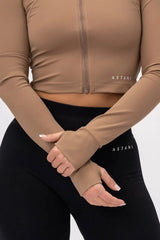 A CHIC Cropped Jacket - Brown - workoutbrands.com