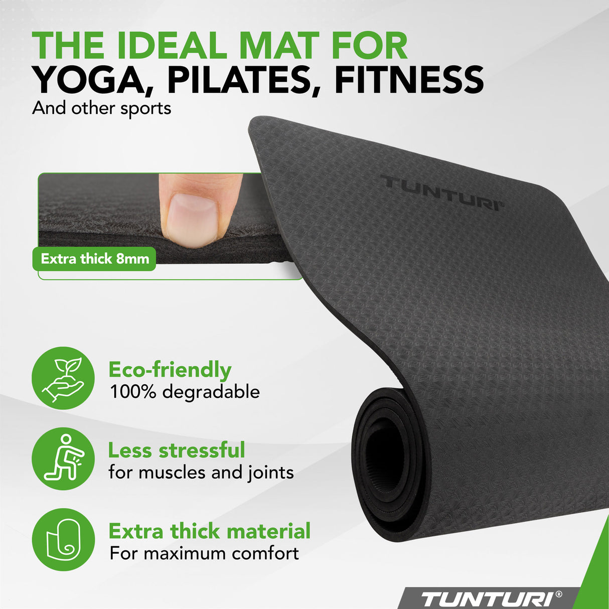 Yogamatta Tunturi Yogamat 8mm, Svart