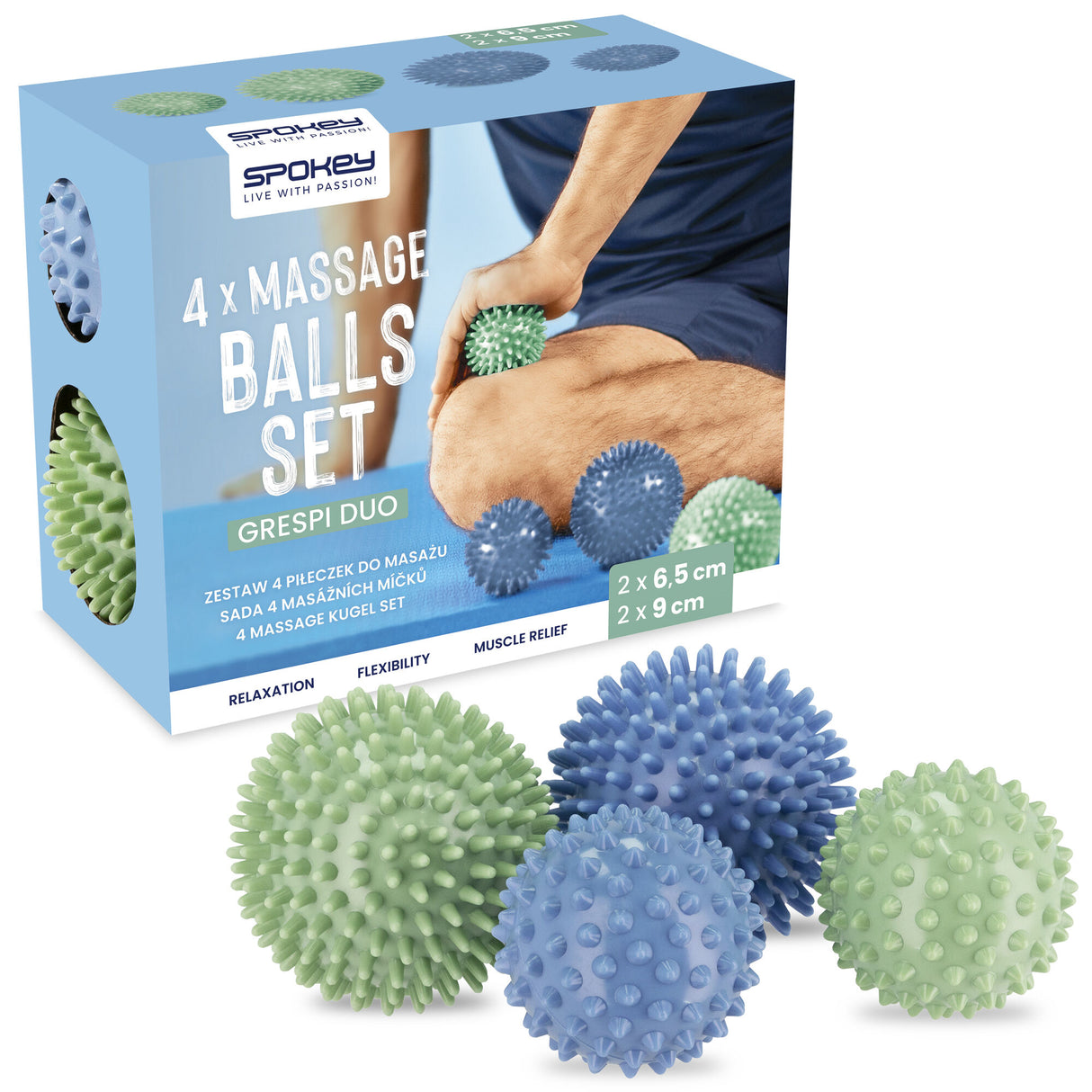 Massagebollar SPOKEY Grespi Duo (2x2 st), blågrön