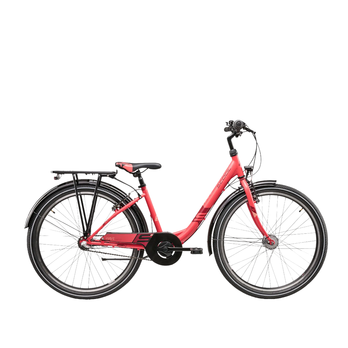 S´COOL Wave Steel LTD ungdomscykel, 26" korall/röd