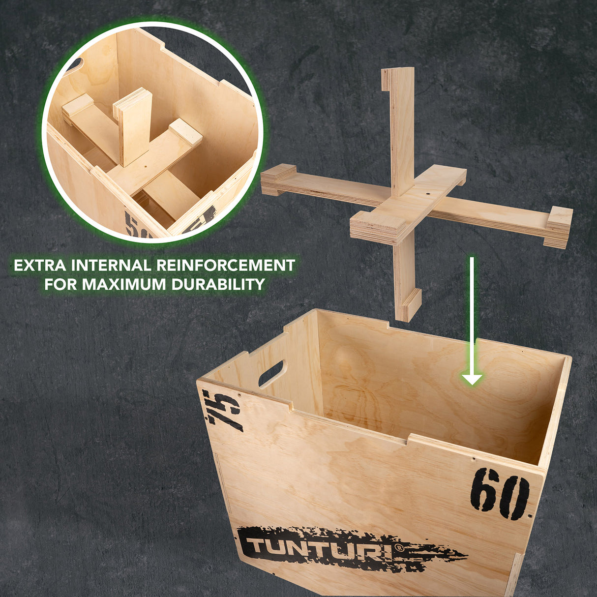 Träningsbox TUNTURI Plyo Box Wood 50/60/75cm