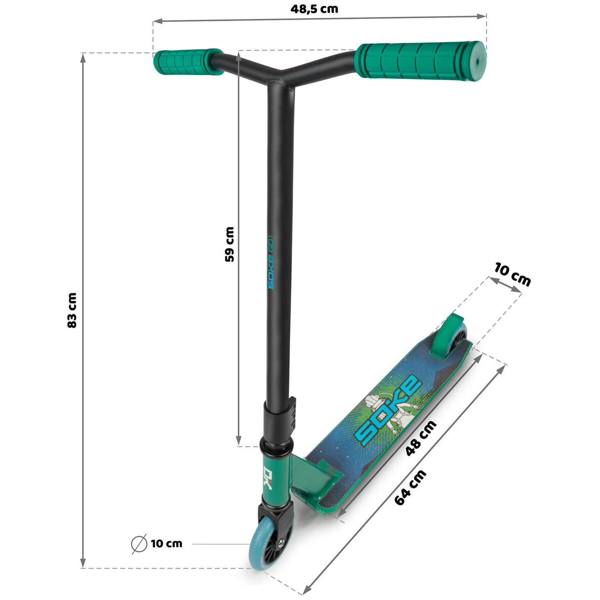 Stuntscooter SOKE GO! grön-blå