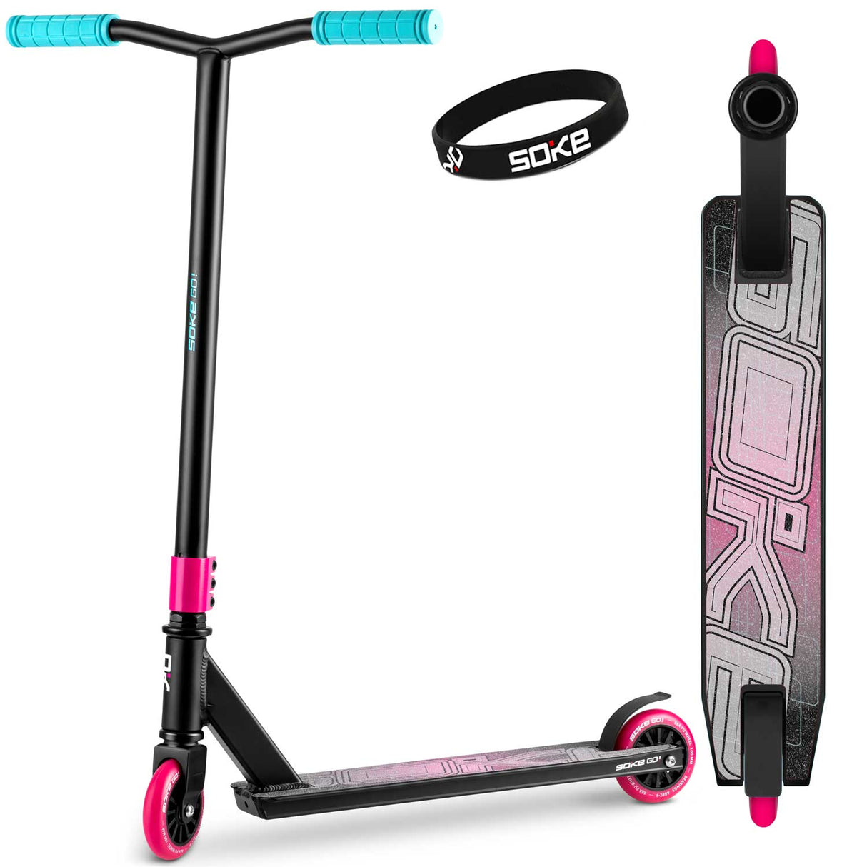 Stuntsparkcykel SOKE GO! svart och rosa