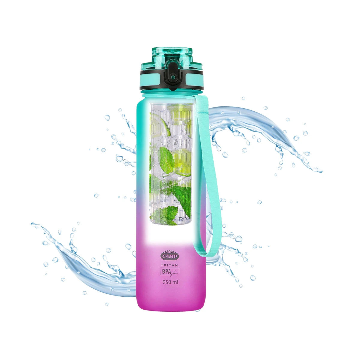Vattenflaska NILS NCD04, 950 ml, rosa-grön