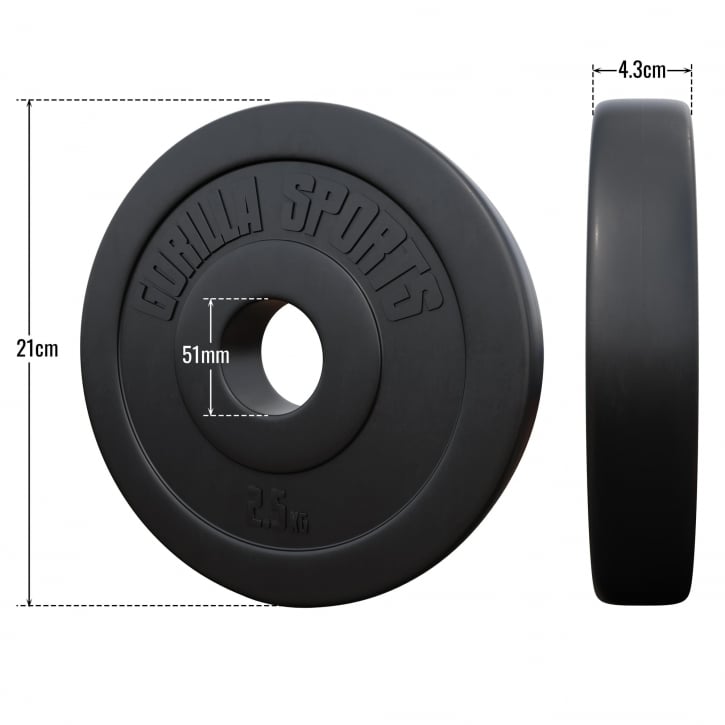 Viktskiva i cement från Gorilla Sports - 2,5kg - Med mått