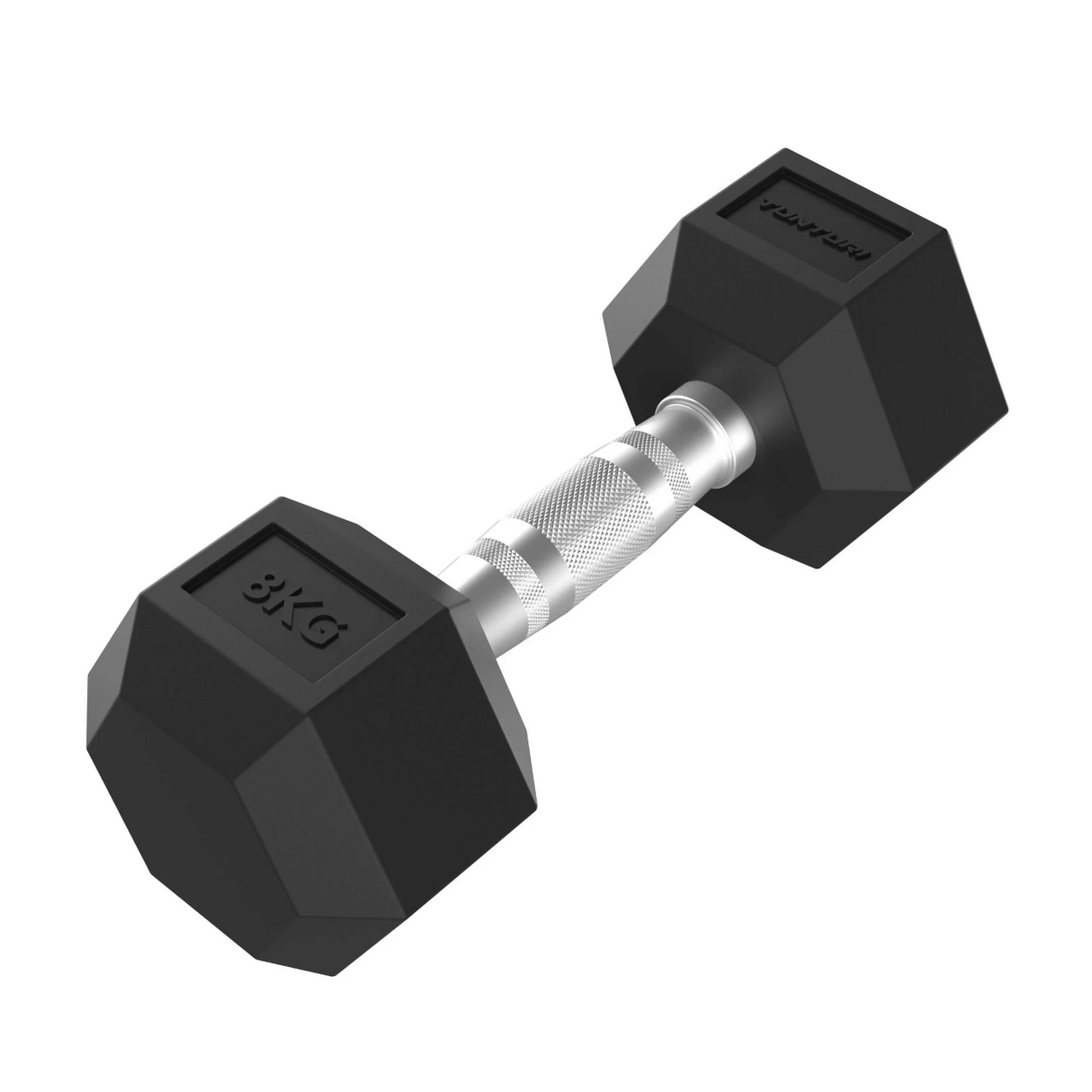 Dumbbells TUNTURI Platinum Hex Rubber Dumbbell, 8 kg