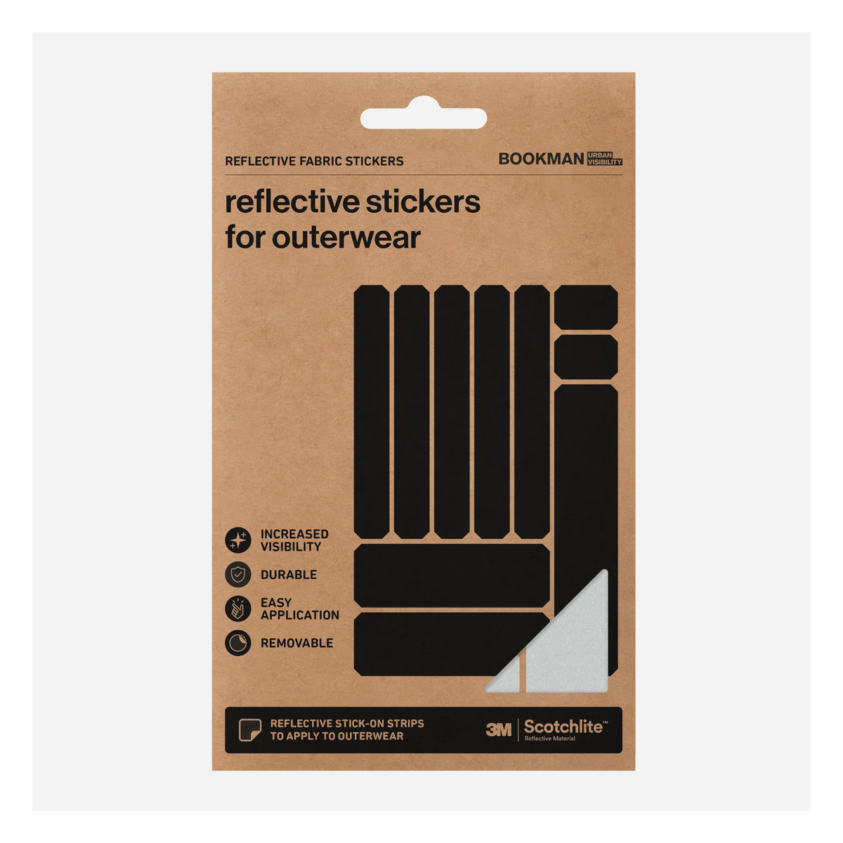 Reflekterande tygklistermärken BOOKMAN Reflective Fabric Stickers, Silver Strips