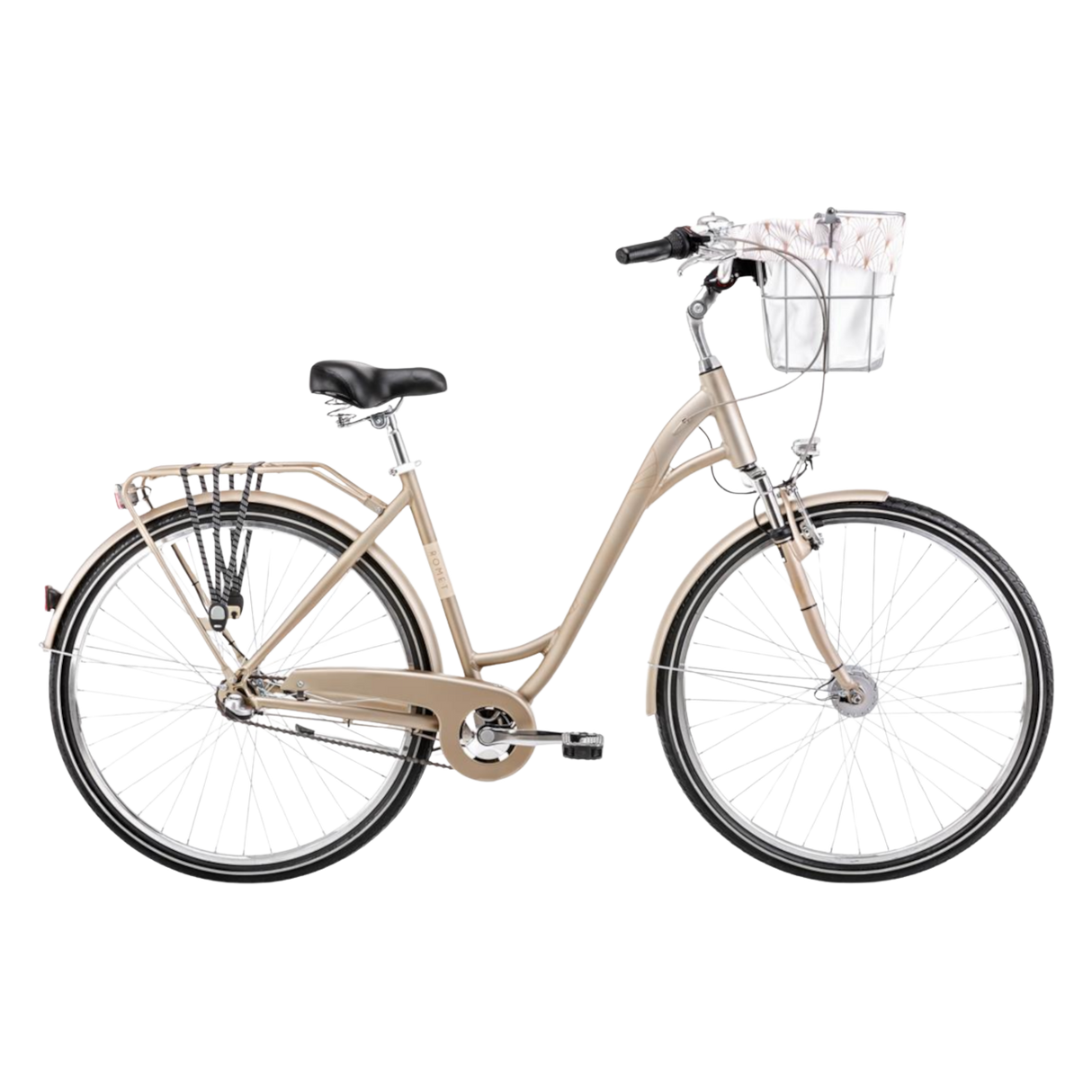 Cykel ROMET Art Deco Classic, med korg fram, beige