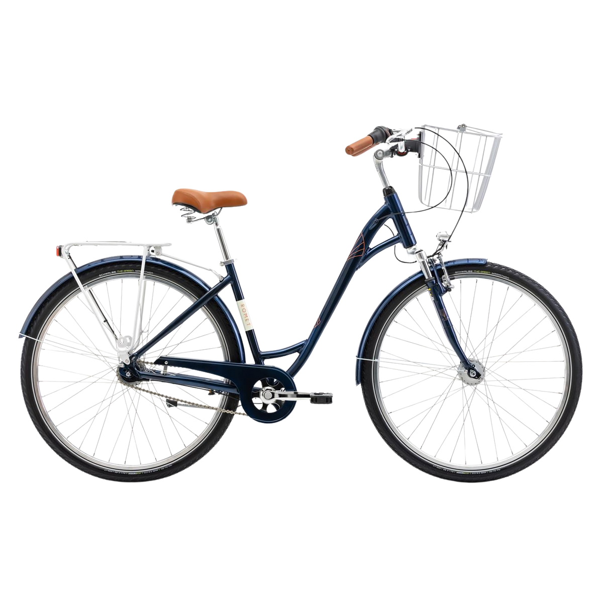 Cykel ROMET Art Deco Lux, med främre korg, blå