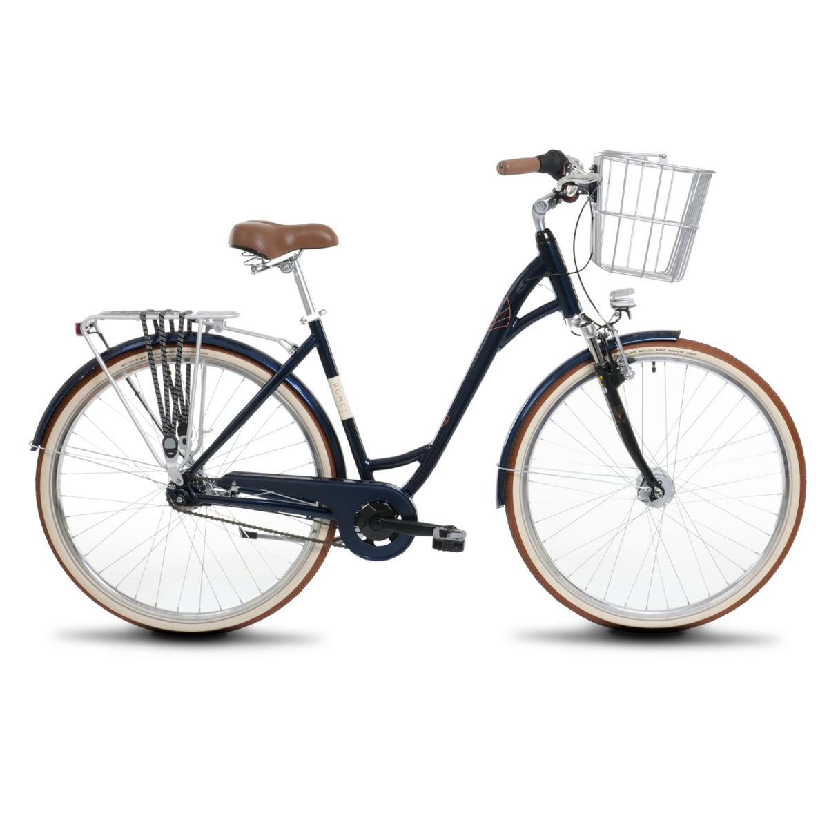 Cykel ROMET Art Deco Lux, med korg fram, blå