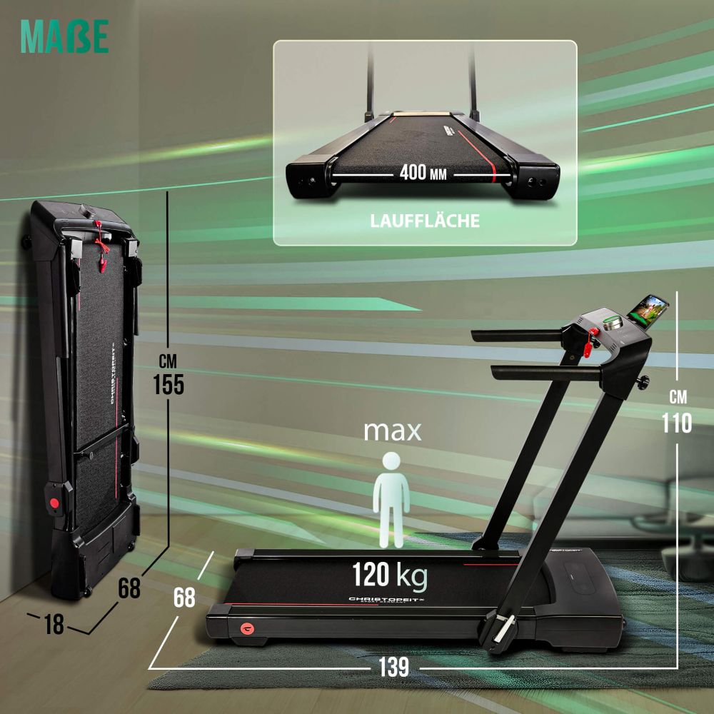 Löpband CHRISTOPEIT 2in1, svart