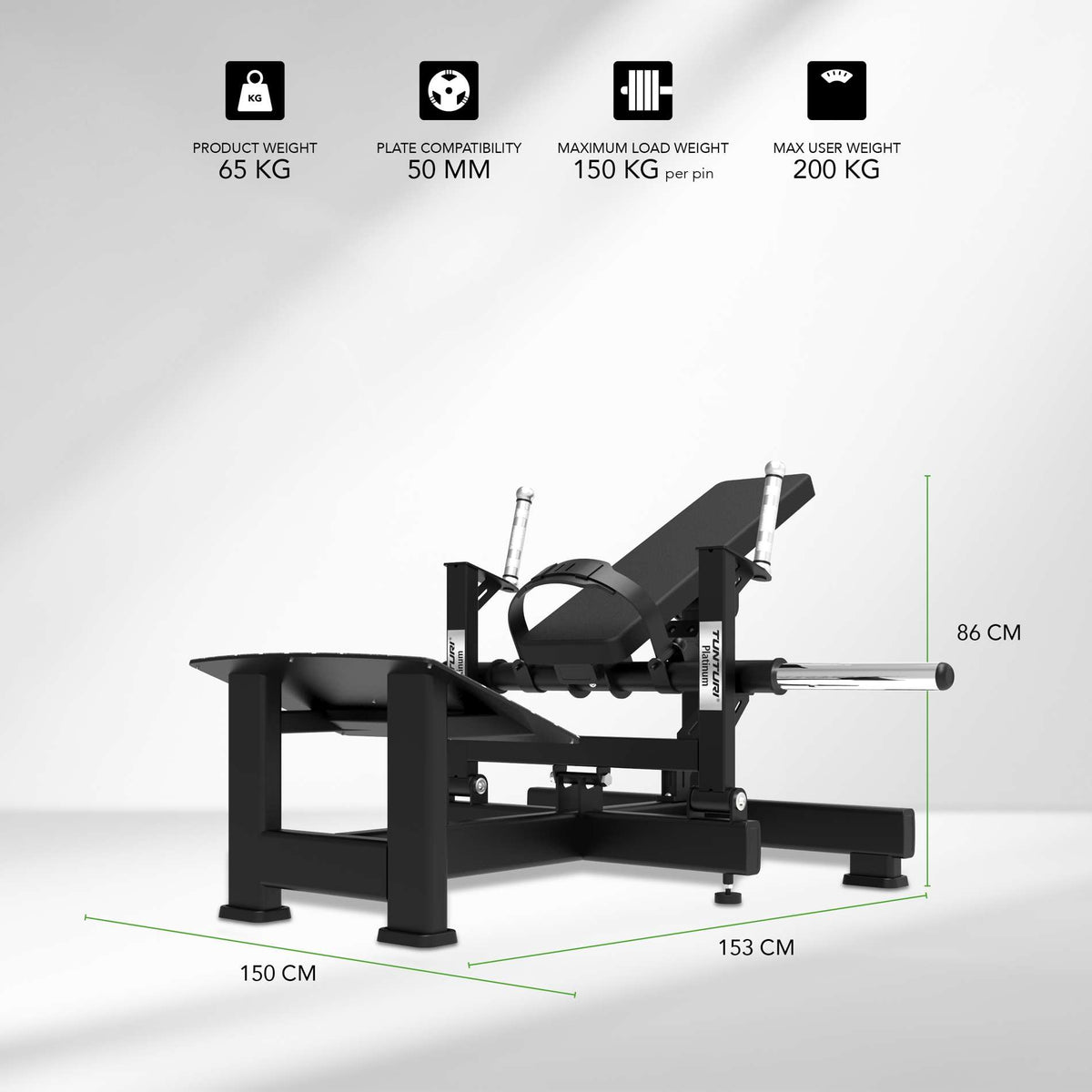 Styrketräningsstation TUNTURI Platinum - Hip Thrust Styrketräningsstation - Platladdad V-Series
