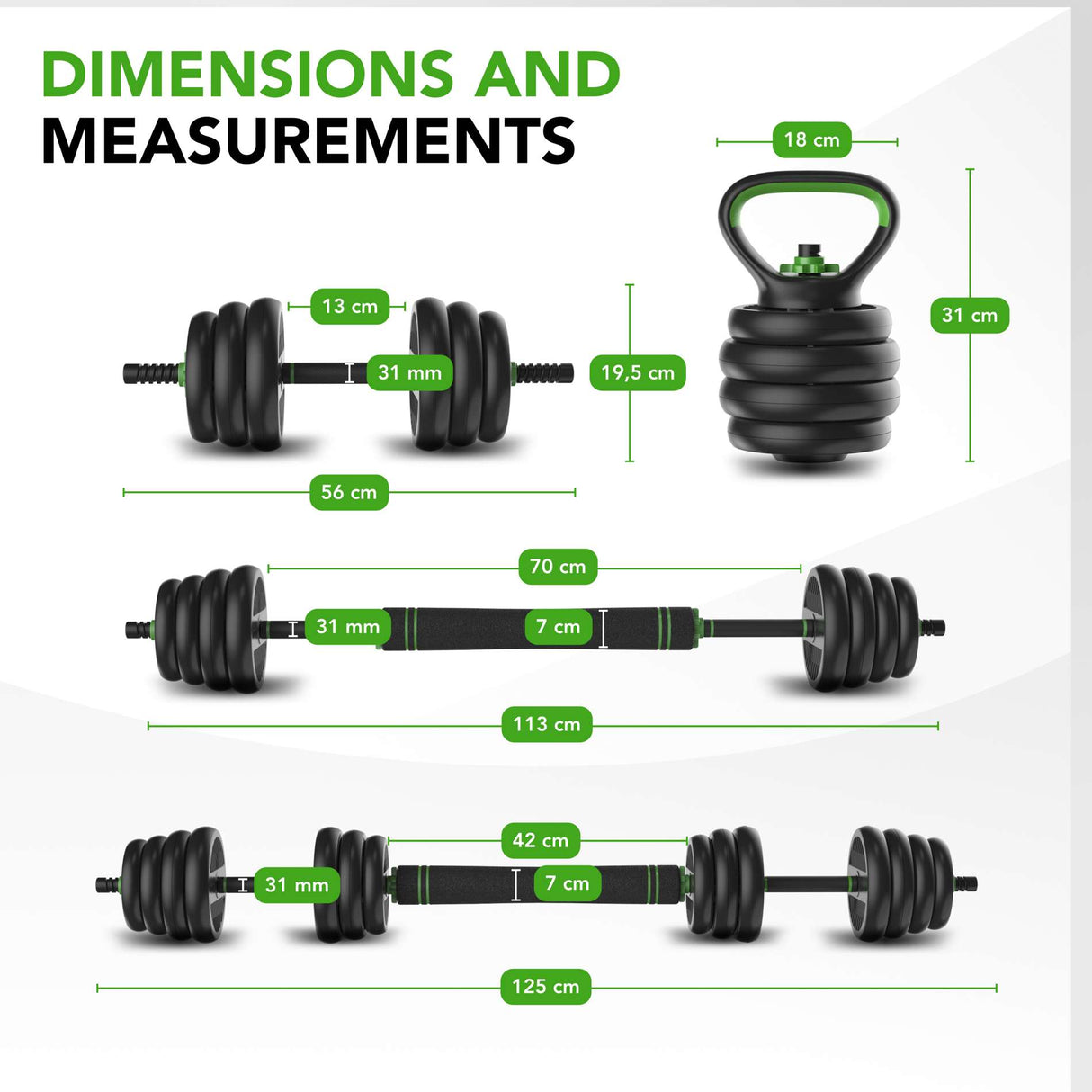 Styrketräningsset TUNTURI Hantel- & Skivstångsset 20 kg