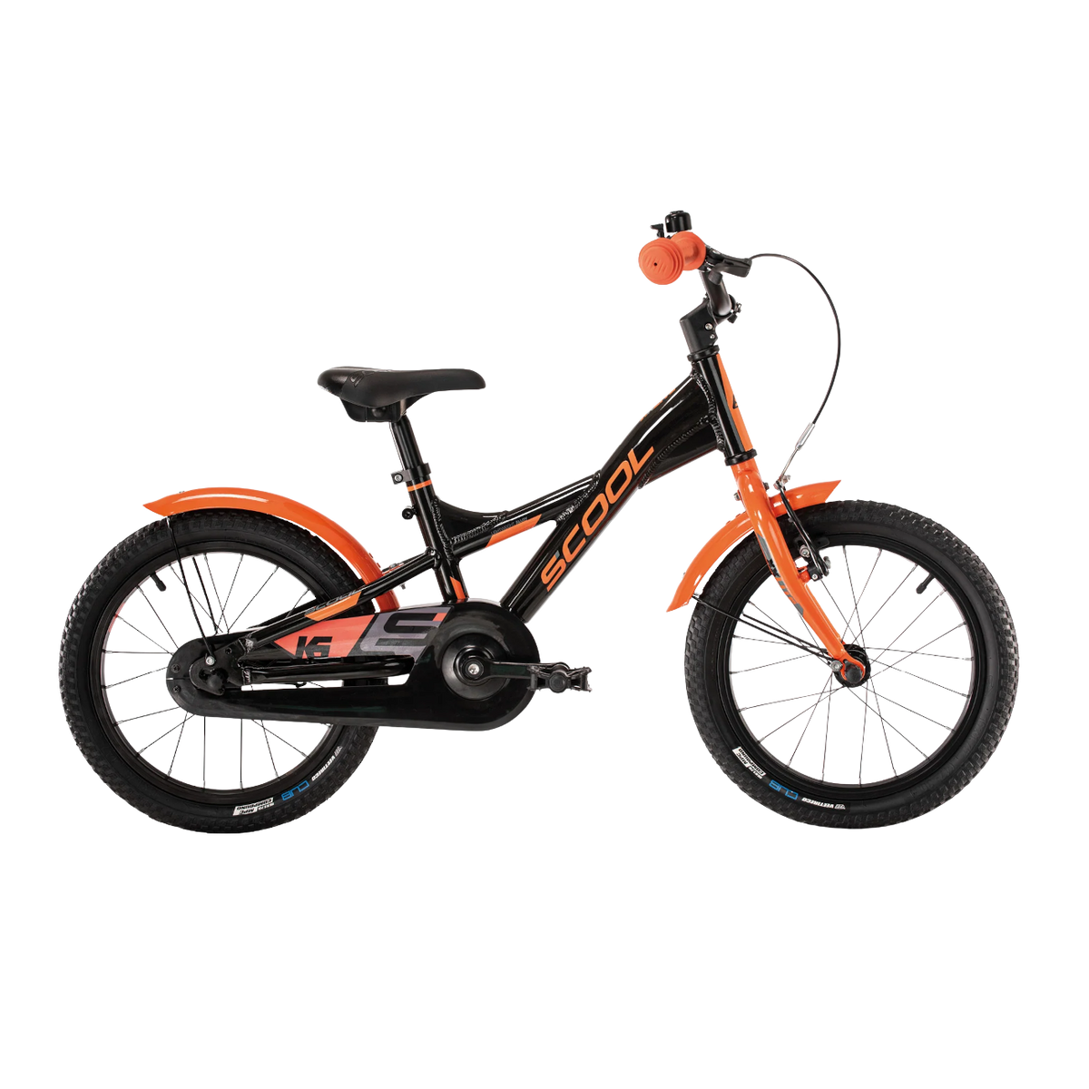 Barncykel S´COOL XXlite, 16" svart-orange