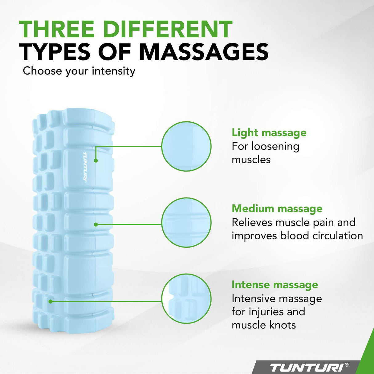 Massagerulle TUNTURI Yoga Grid Foam Roller, 33cm, Ljusblå