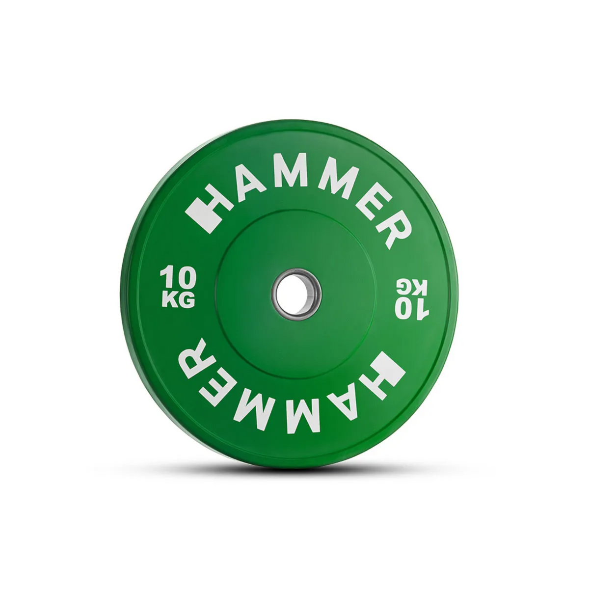 Viktplatta HAMMER Bumper Plate, Grön, 50mm, 10 kg