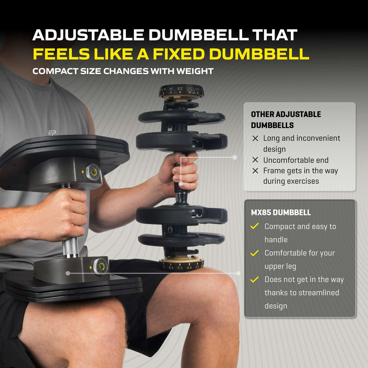 Justerbar hantel TUNTURI MX Select MX85 Hantel 5,6-38,6 kg, räfflad